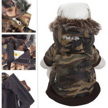 Load image into Gallery viewer, Pet Life Metallic Camouflage Fashion Parka Insulated Dog Coat with Removable Hood