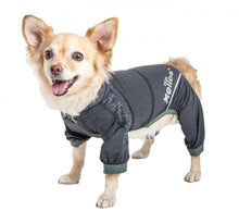 Load image into Gallery viewer, Pet Life Dog Helios Namastail Charcoal Black Full Bodied Performance Breathable Yoga Dog Hooded Tracksuit