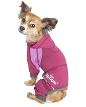 Load image into Gallery viewer, Pet Life Dog Helios Namastail Pink Full Bodied Performance Breathable Yoga Dog Hooded Tracksuit