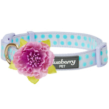 Load image into Gallery viewer, Blueberry Pet Polka Dot Flocking Adjustable Dog Collar, Pastel Purple with Detachable Velvety Flower
