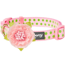 Load image into Gallery viewer, Blueberry Pet Polka Dot Flocking Baby Pink Dog Collar Baby Pink with Detachable Velvety Flower