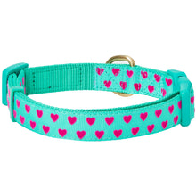 Load image into Gallery viewer, Blueberry Pet Heart Flocking Minty Green Dog Collar with Detachable Velvety Bowtie