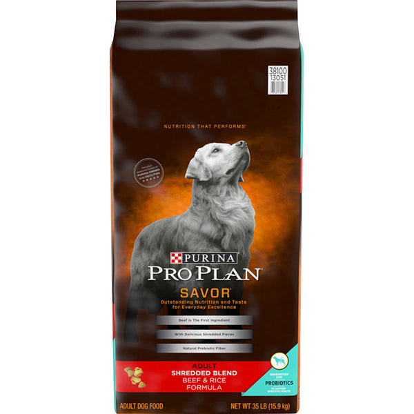 Purina Pro Plan Savor Adult Shredded Blend Beef & Rice Formula Dry Dog Food