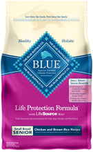 Load image into Gallery viewer, Blue Buffalo Life Protection Natural Chicken &amp; Brown Rice Recipe Small Breed Senior Dry Dog Food
