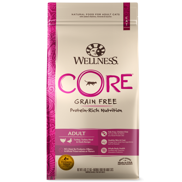 Wellness CORE Grain Free Natural Turkey, Turkey Meal, and Duck Dry Cat Food