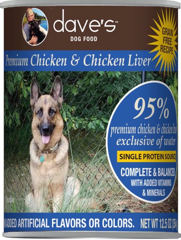 Dave's 95% Premium Chicken & Chicken Liver Recipe Canned Dog Food
