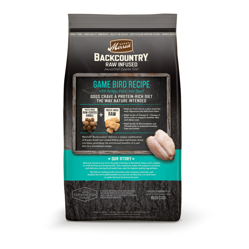 Merrick Backcountry Raw Infused Grain Free Wild Game Bird Recipe Dry Dog Food