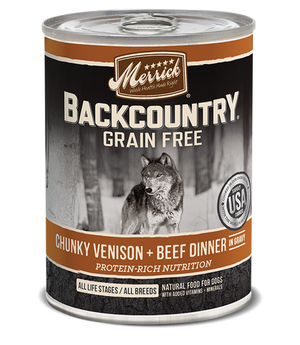 Merrick Backcountry Grain Free Chunky Venison & Beef Canned Dog Food