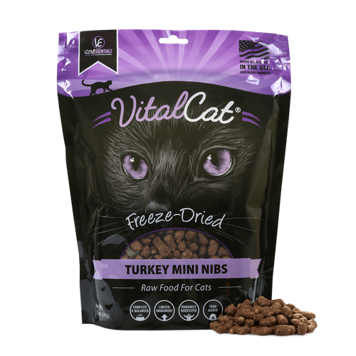 Vital Essentials Grain Free Turkey Mini Nibs Freeze Dried Raw Food for Cats
