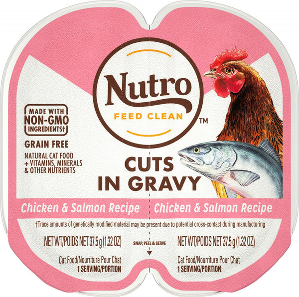 Nutro Perfect Portions Grain Free Cuts In Gravy Real Chicken & Salmon Recipe Wet Cat Food Trays