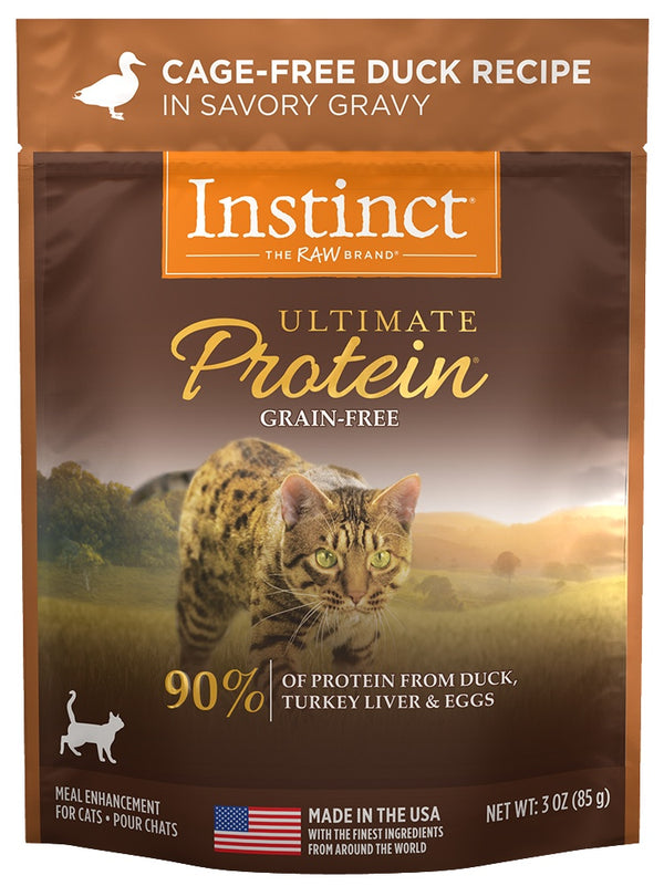 Instinct Ultimate Protein Grain Free Cage Free Duck Recipe Wet Cat Food Topper Pouch