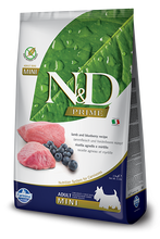 Load image into Gallery viewer, Farmina Prime N&amp;D Natural &amp; Delicious Grain Free Mini Adult Lamb &amp; Blueberry Dry Dog Food
