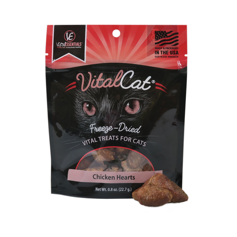 Vital Essentials Freeze Dried Grain Free Chicken Hearts Limited Ingredient Cat Treats