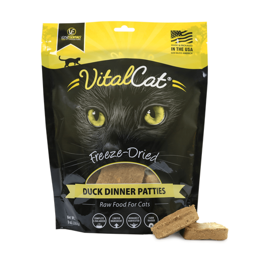 Vital Essentials Grain Free Duck Mini Patties Freeze Dried Raw Food for Cats