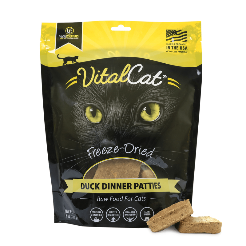 Vital Essentials Grain Free Duck Mini Patties Freeze Dried Raw Food for Cats