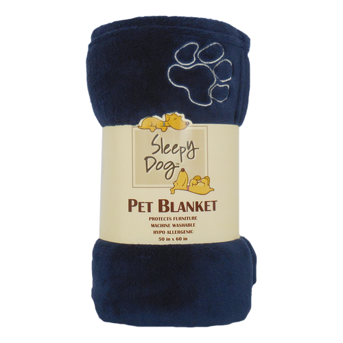Arlee Pet Products Sleepy Dog Blue Fleece Throw Blanket
