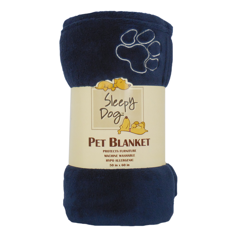 Arlee Pet Products Sleepy Dog Blue Fleece Throw Blanket