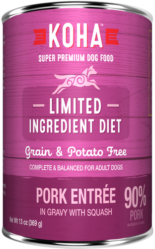 KOHA Grain & Potato Free Limited Ingredient Diet Pork Entree in Gravy with Squash Canned Dog Food