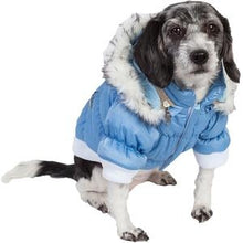 Load image into Gallery viewer, Pet Life Metallic Blue Fashion Parka Insulated Dog Coat with Removable Hood
