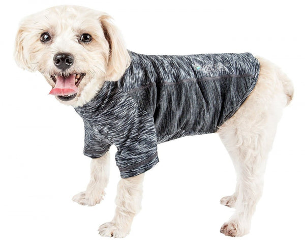 Pet Life Active Warf Speed Sporty Performance Dog T-Shirt in Heather Black