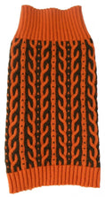 Load image into Gallery viewer, Pet Life Harmonious Dual Color Orange &amp; Brown Weaved Heavy Cable Knitted Dog Sweater
