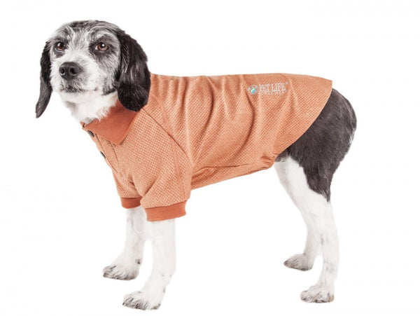 Pet Life Active Relax Stretch Fur Flexed Tan Polo Dog T-Shirt