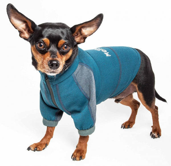 Pet Life Dog Helios Eboneflow Ocean Blue Flexible Performance Breathable Yoga Dog T-Shirt