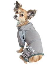 Load image into Gallery viewer, Pet Life Dog Helios Namastail Grey Full Bodied Performance Breathable Yoga Dog Hooded Tracksuit
