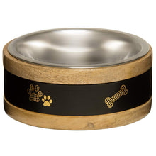 Load image into Gallery viewer, Loving Pets Black Label Wooden Ring Dog Bowl
