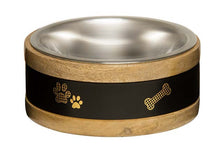 Load image into Gallery viewer, Loving Pets Black Label Wooden Ring Dog Bowl

