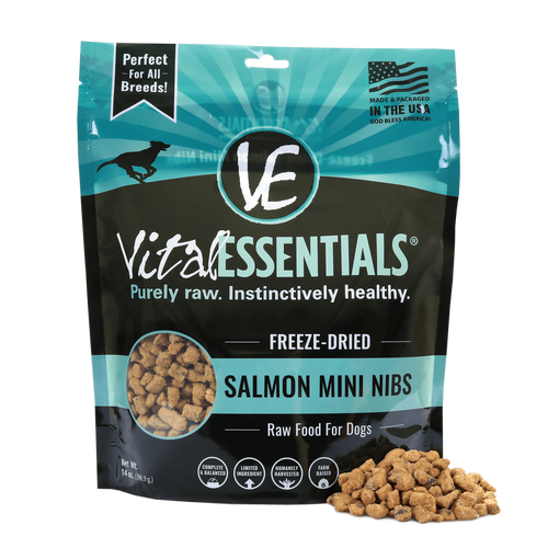 Vital Essentials Freeze Dried Grain Free Salmon Mini Nibs Entree for Dogs Food