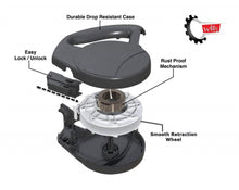 Load image into Gallery viewer, Wigzi Gel Handle Reflective Tape Black Retractable Dog Leash
