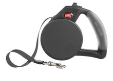 Load image into Gallery viewer, Wigzi Gel Handle Reflective Tape Black Retractable Dog Leash
