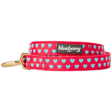 Load image into Gallery viewer, Blueberry Pet Velvety Heart Flocking Dog Leash in Lust Red
