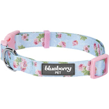 Load image into Gallery viewer, Blueberry Pet Spring Scent Inspired Rose Blossom Floral Print Pastel Blue Adjustable Collar for Puppies and Small Dogs
