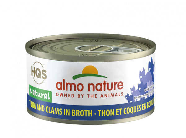 Almo Nature HQS Natural Cat Grain Free Additive Free Tuna with Clams In Broth Canned Cat Food