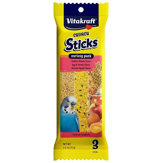 Vitakraft Crunch Sticks Variety Pack Honey Egg Apple Flavor For Parakeets