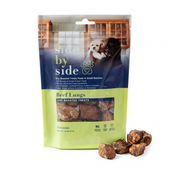 Side By Side Small Batch Dry Roasted Beef Lung Neutral Dog Treats