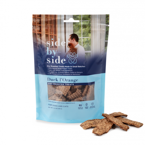 Side By Side Small Batch Dry Roasted Duck l'Orange Dog & Cat Cooling Treats