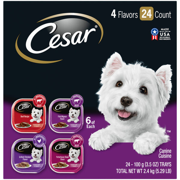 Cesar Soft Classic Loaf In Sauce Beef, Filet Mignon, Grilled Chicken & Porterhouse Steak Wet Dog Food Variety Pack