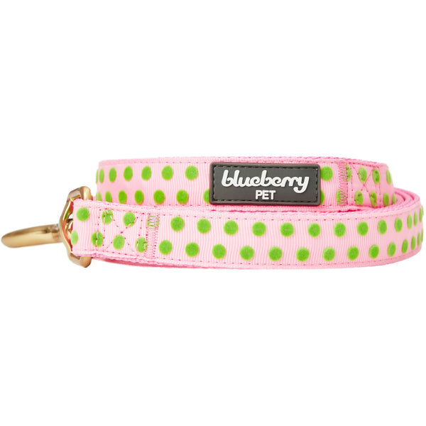 Blueberry Pet Velvety Polka Dot Baby Pink Flocking Dog Leash