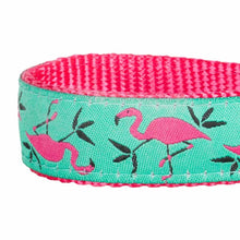 Load image into Gallery viewer, Blueberry Pet Pink Flamingo Light Emerald Dog Collar
