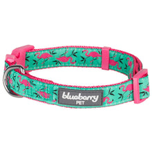 Load image into Gallery viewer, Blueberry Pet Pink Flamingo Light Emerald Dog Collar
