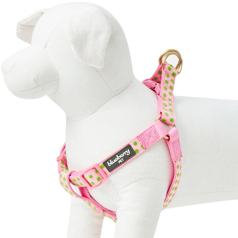 Blueberry Pet Step-in Velvety Polka Dot Baby Pink Flocking Dog Harness