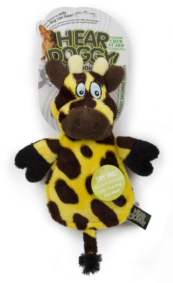 Go Dog Hear Doggy Flattie Giraffe With Chew Guard Technology And Silent Squeak Technology Plush Dog Toy
