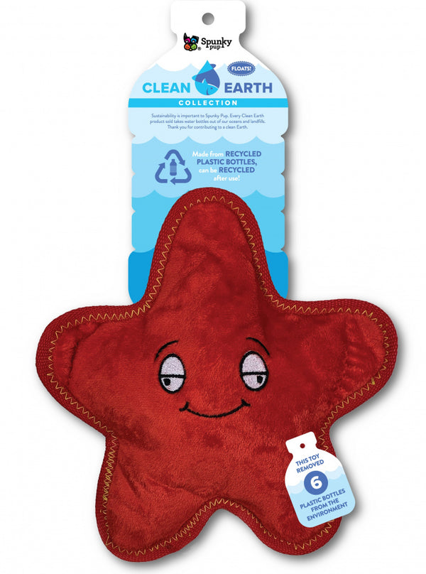 Spunky Pup Clean Earth Starfish Plush Dog Toy