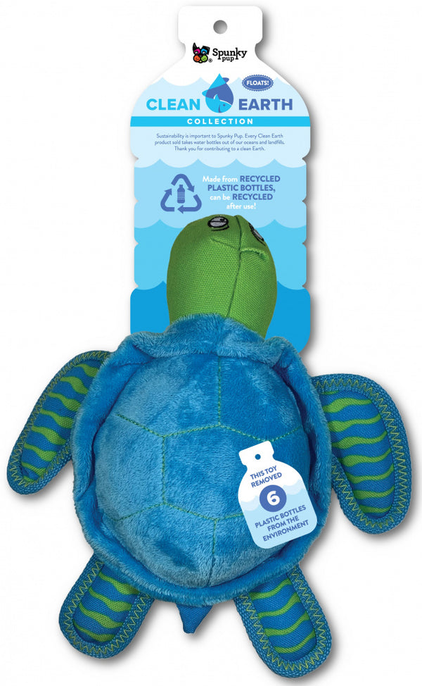 Spunky Pup Clean Earth Turtle Plush Dog Toy