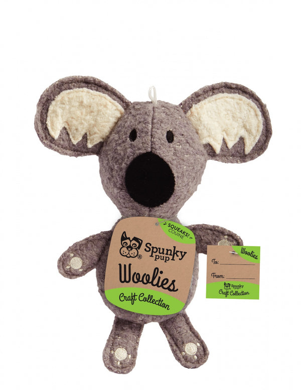 Spunky Pup Woolies Craft Collection Koala Squeaky Plush Dog Toy