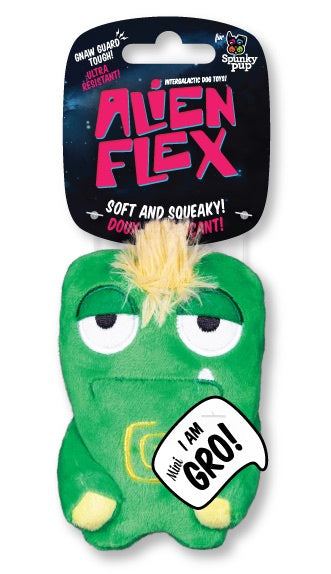 Spunky Pup Alien Flex Gro Plush Dog Toy