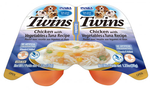 Inaba Dog Twin Cups Chicken With Vegetables & Tuna Recipe Dog Food Topper